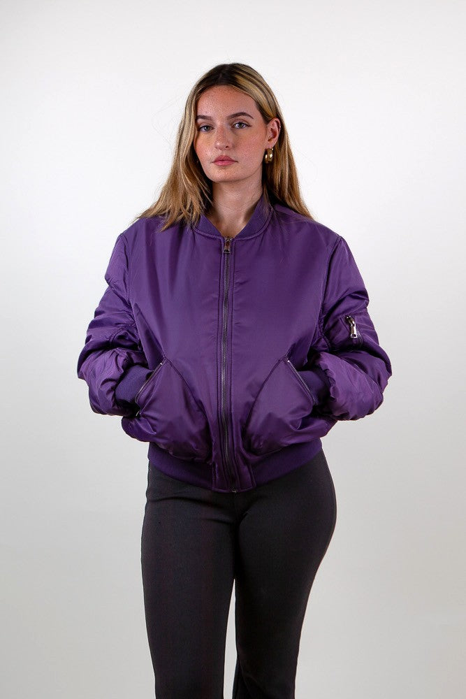 OVERSIZED QUILTED BOMBER JACKET
