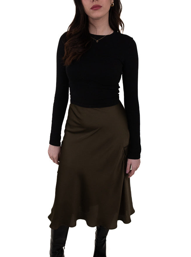 SATIN MID-LENGTH SKIRT