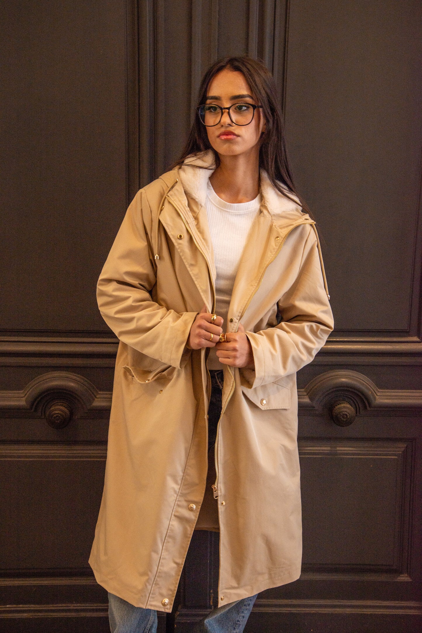 PARKA WITH FAUX FUR HOOD