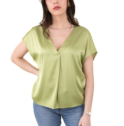 Blouse satinée à manches courtes
