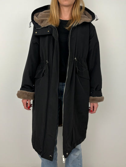 PARKA WITH FAUX FUR HOOD