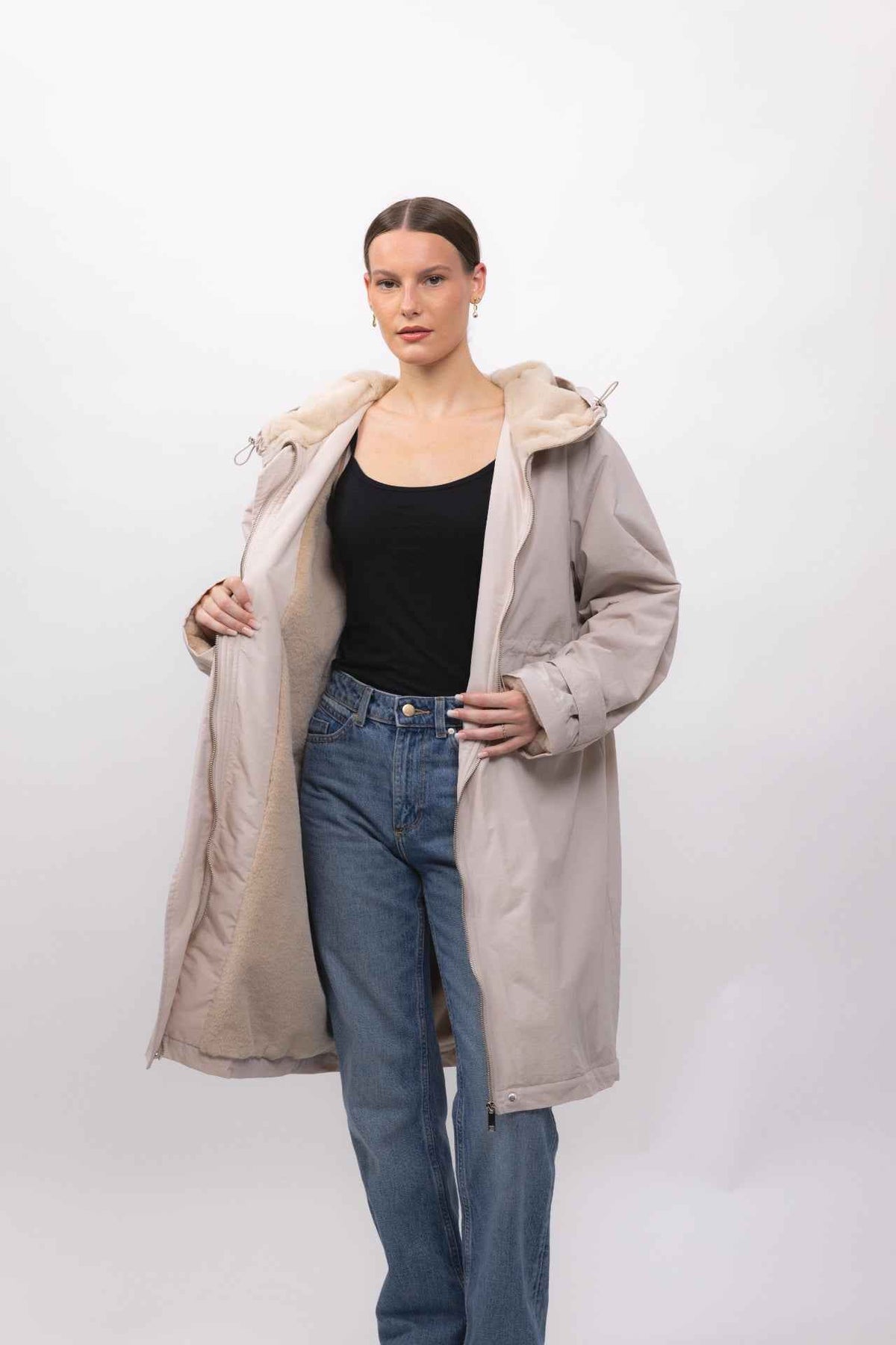 PARKA À CAPUCHE EN FAUSSE FOURRURE Femme - K-ZELL PARIS