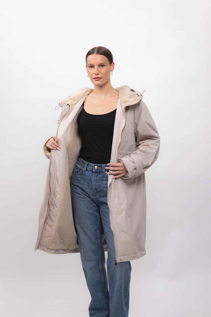 PARKA À CAPUCHE EN FAUSSE FOURRURE Femme - K-ZELL PARIS