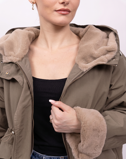 PARKA À CAPUCHE EN FAUSSE FOURRURE Femme - K-ZELL PARIS