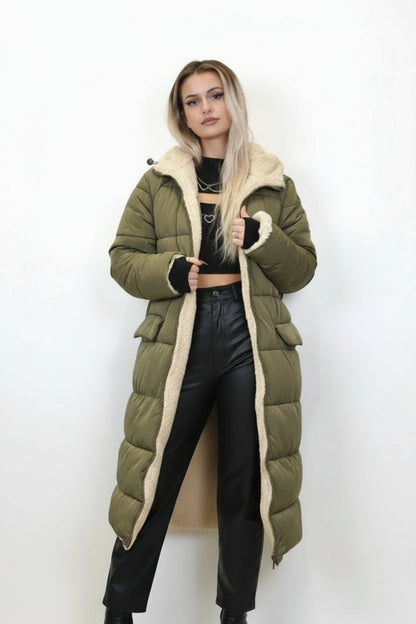 CHAQUETA LARGA DE PLUMÍN REVERSIBLE