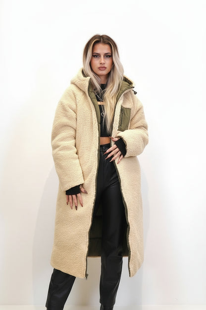 CHAQUETA LARGA DE PLUMÍN REVERSIBLE