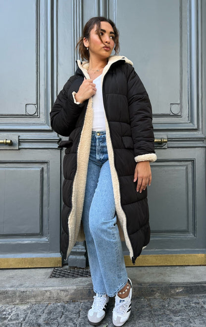 CHAQUETA LARGA DE PLUMÍN REVERSIBLE