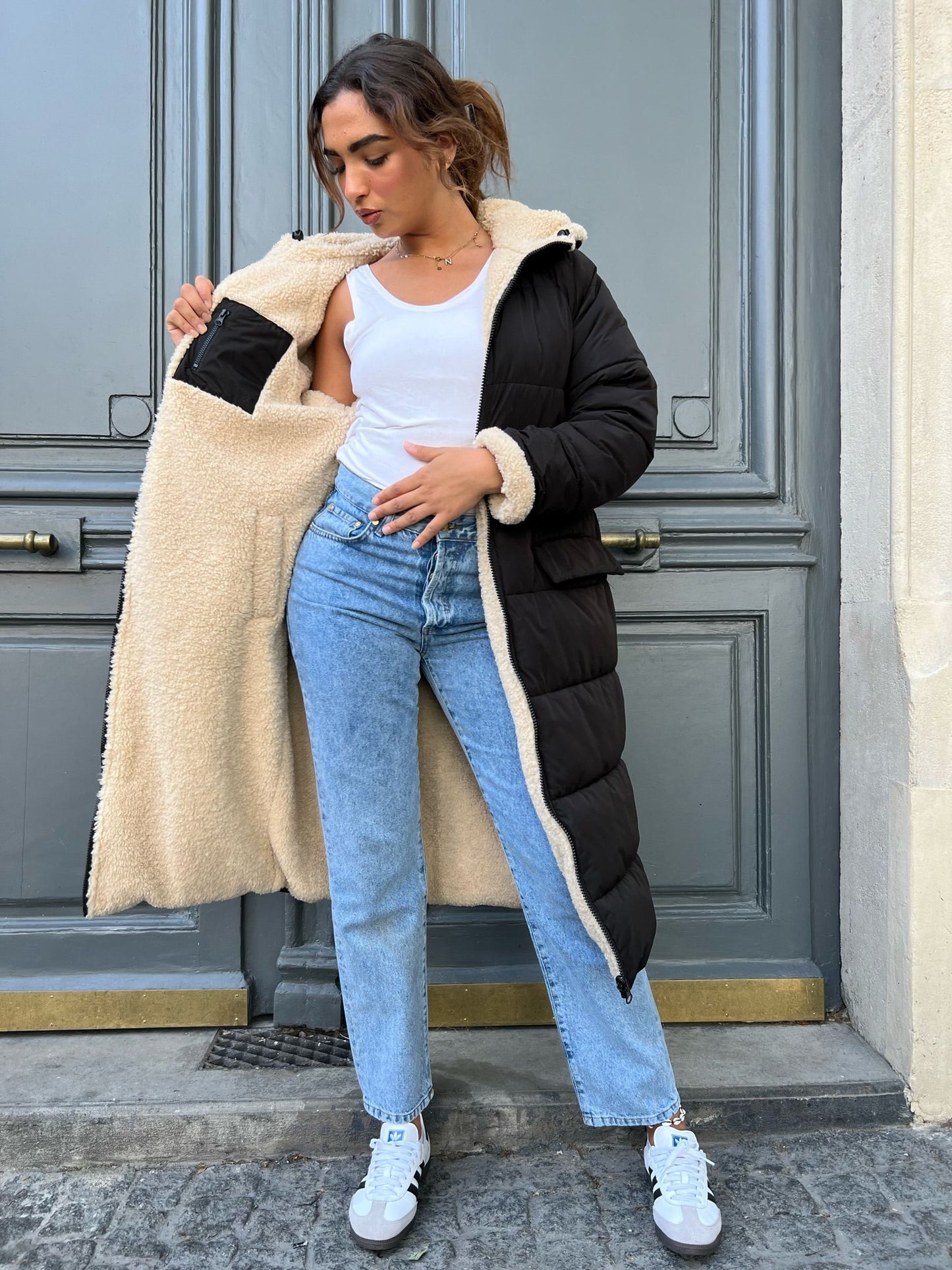 CHAQUETA LARGA DE PLUMÍN REVERSIBLE