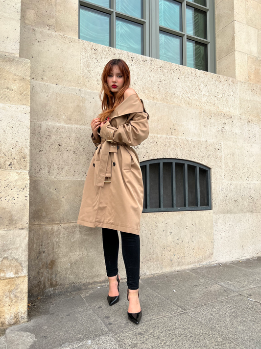 TRENCH WITH EYELET DETAILS