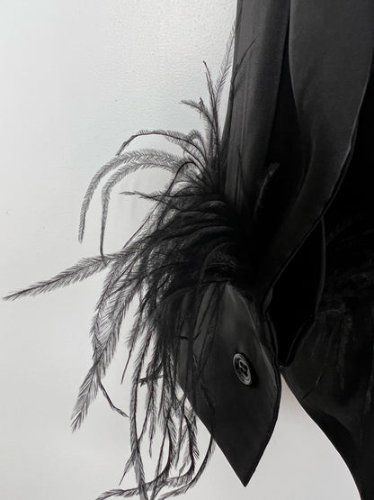 SATIN SHIRT WITH FEATHER