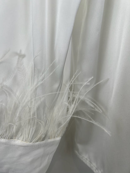 SATIN SHIRT WITH FEATHER