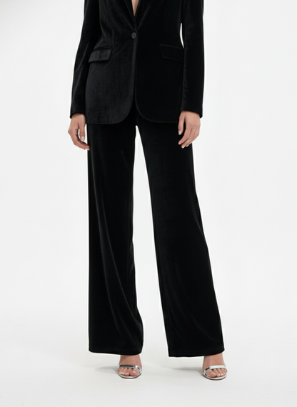 WIDE-LEGGED VELVET PANTS