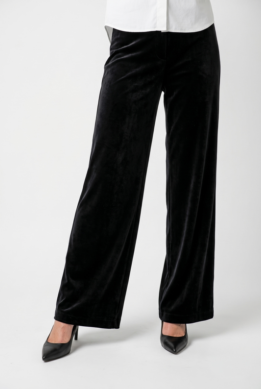 WIDE-LEGGED VELVET PANTS