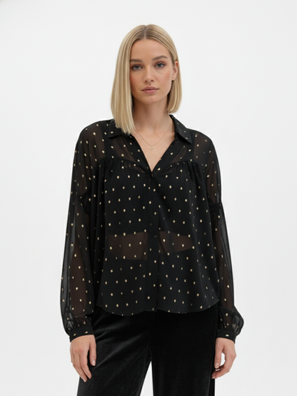BLUSA NEGRA CON DETALLES DORADOS