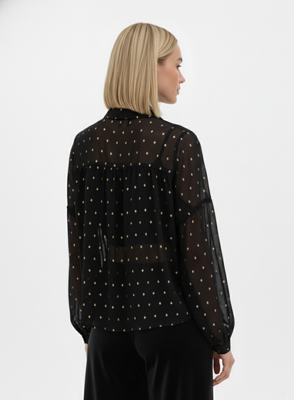 BLUSA NEGRA CON DETALLES DORADOS