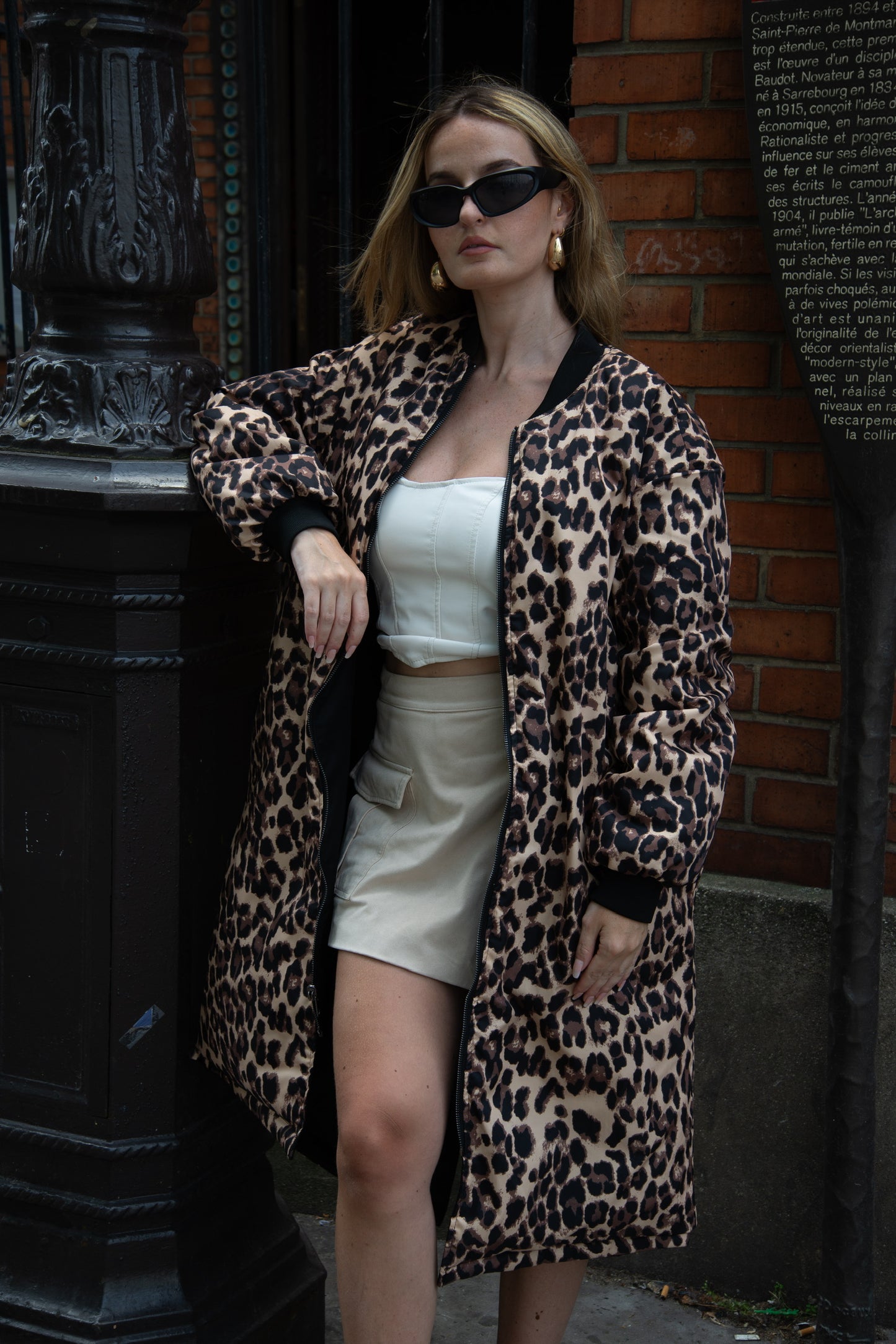 Long Reversible Leopard Bomber