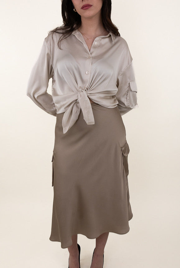SATIN MID-LENGTH SKIRT