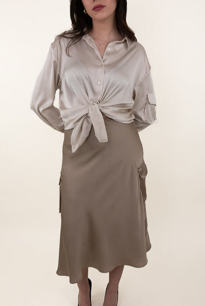 SATIN MID-LENGTH SKIRT