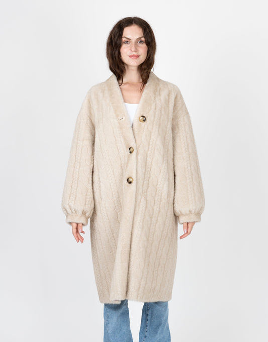 CÁRDIGAN LARGO DE PIEL SINTÉTICA