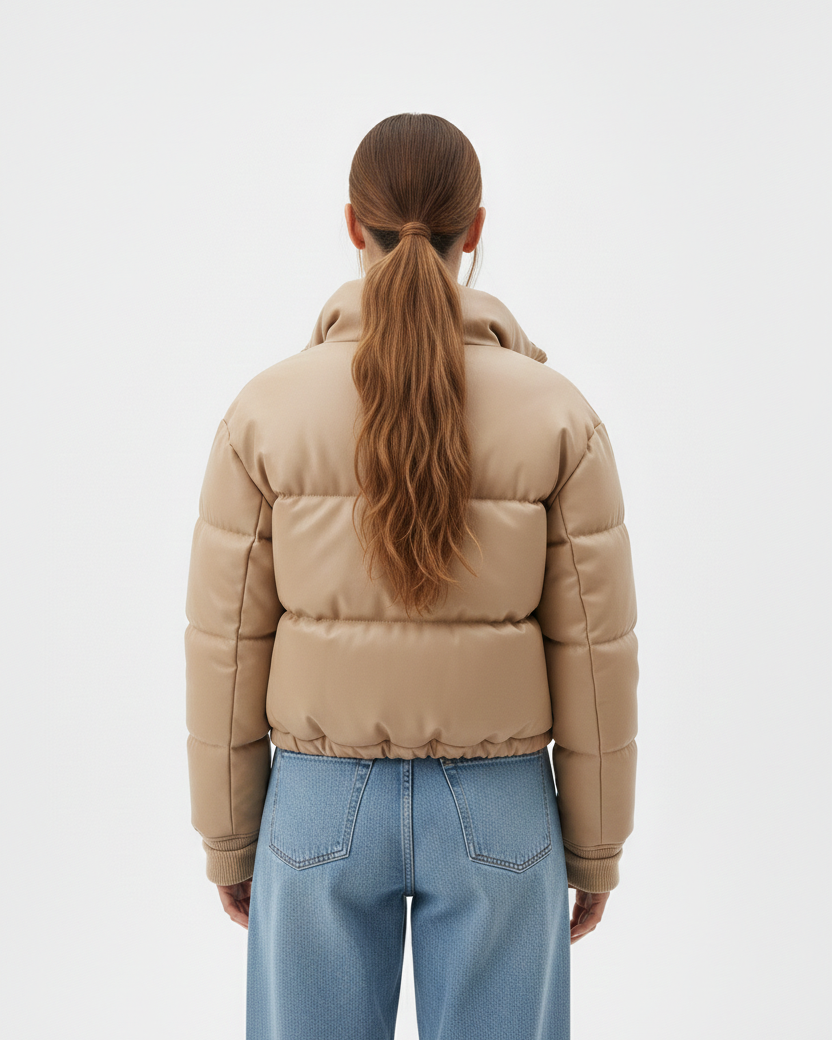 Chaqueta de plumas de piel sintética