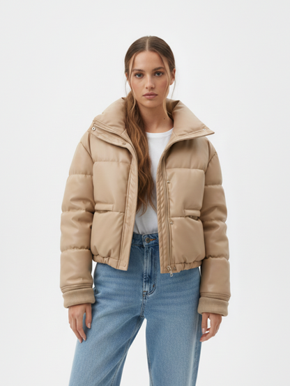 Chaqueta de plumas de piel sintética