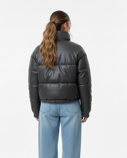 Chaqueta de plumas de piel sintética