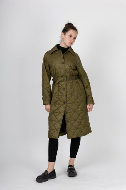 TRENCH-STYLE QUILTED DOWN JACKET