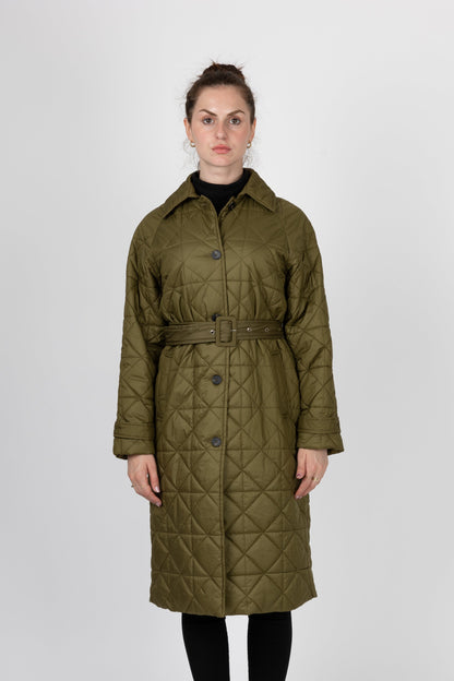 TRENCH-STYLE QUILTED DOWN JACKET