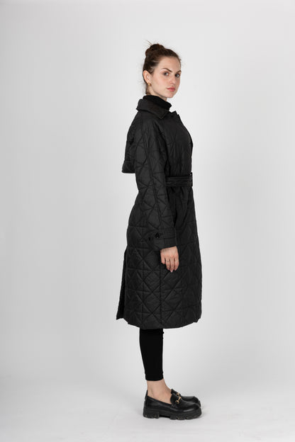 TRENCH-STYLE QUILTED DOWN JACKET