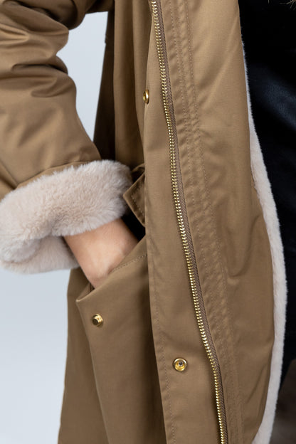 PARKA WITH FAUX FUR HOOD