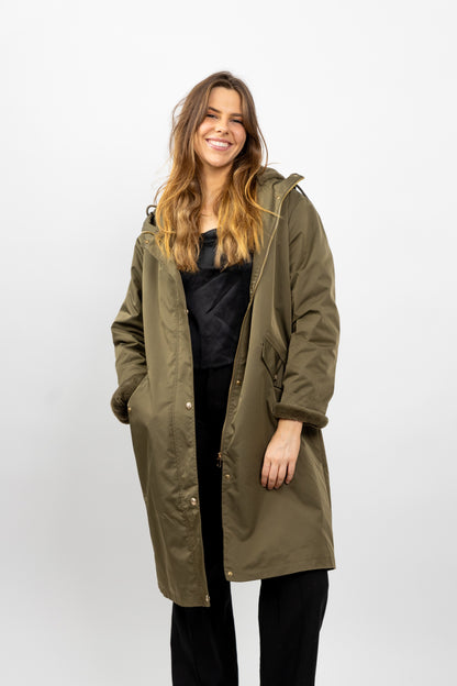 PARKA WITH FAUX FUR HOOD