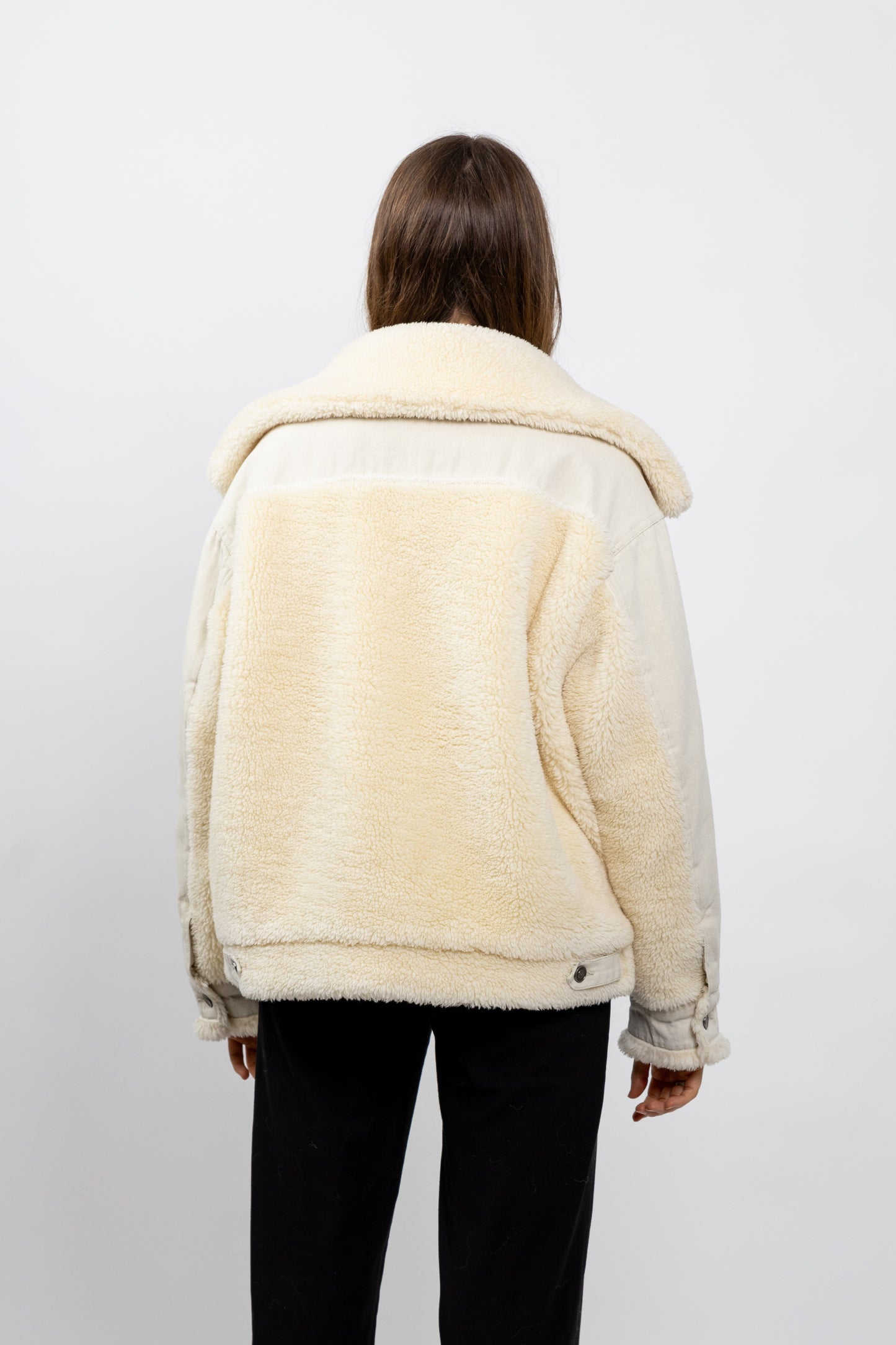 OVERSIZED DENIM JACKET WITH SHEEPSKIN DETAILS (8736)
