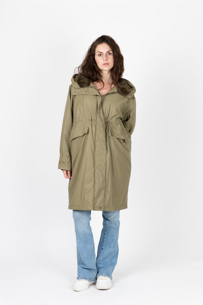 WATERPROOF PARKA WITH FAUX FUR HOOD