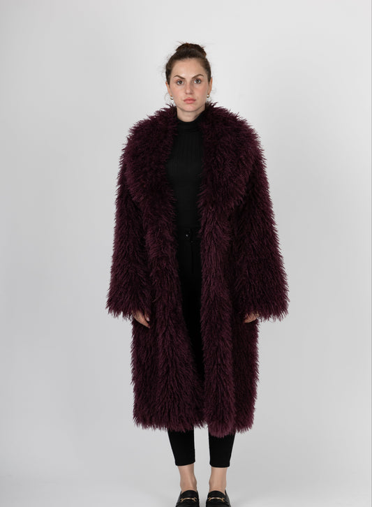 MANTEAU LONG EN FAUSSE FOURRURE