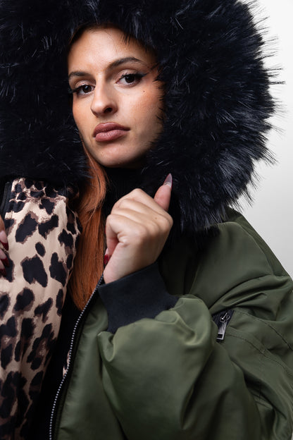 Parka larga reversible