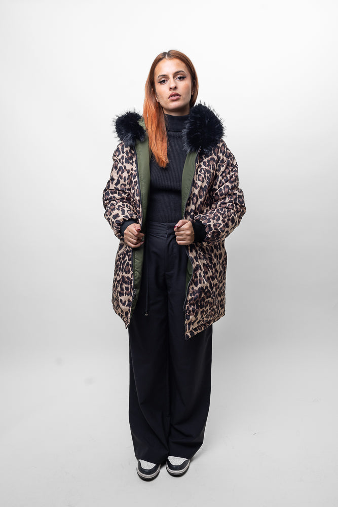 Parka larga reversible