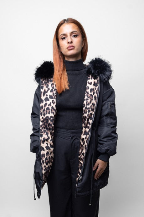 Parka larga reversible