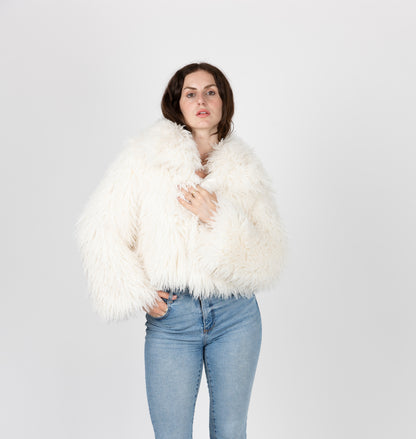 MANTEAU COURT EN FAUSSE FOURRURE MOUTON - K-ZELL PARIS