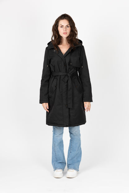 Hooded Trench Coat Style Parka
