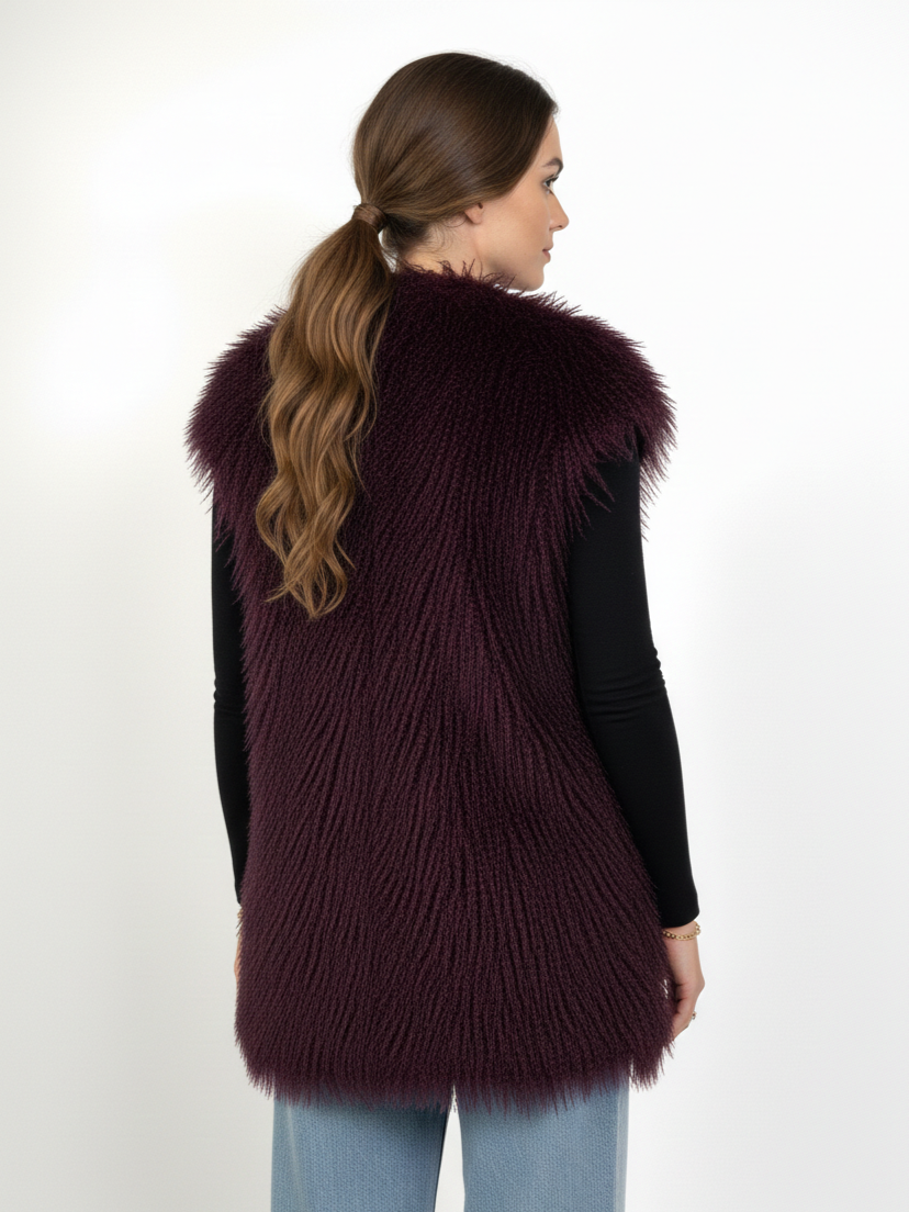 GILET SANS MANCHES EN FAUSSE FOURRURE MOUTON