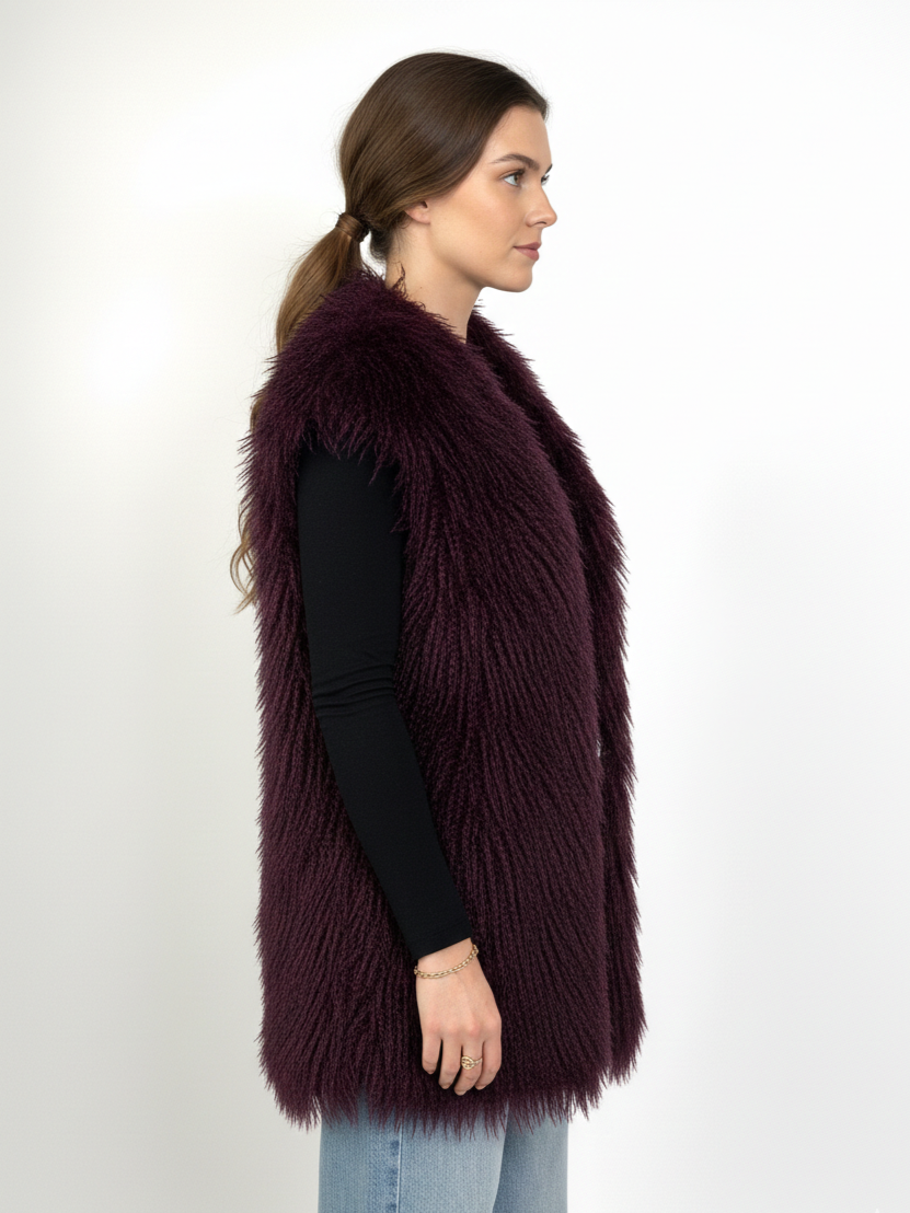 GILET SANS MANCHES EN FAUSSE FOURRURE MOUTON