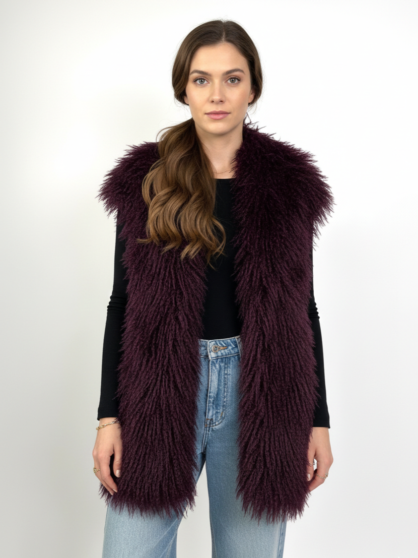 GILET SANS MANCHES EN FAUSSE FOURRURE MOUTON