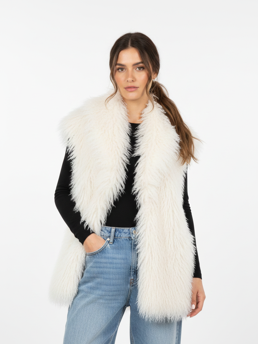 GILET SANS MANCHES EN FAUSSE FOURRURE MOUTON