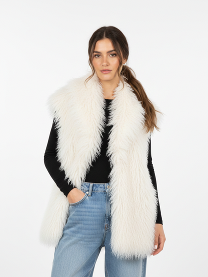 GILET SANS MANCHES EN FAUSSE FOURRURE MOUTON
