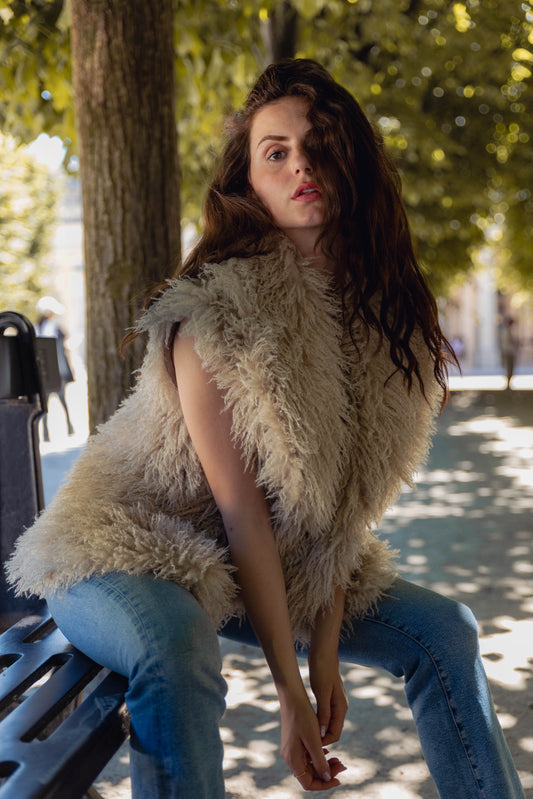 MONGOLIAN SHEEP FAUX FUR SLEEVELESS VEST