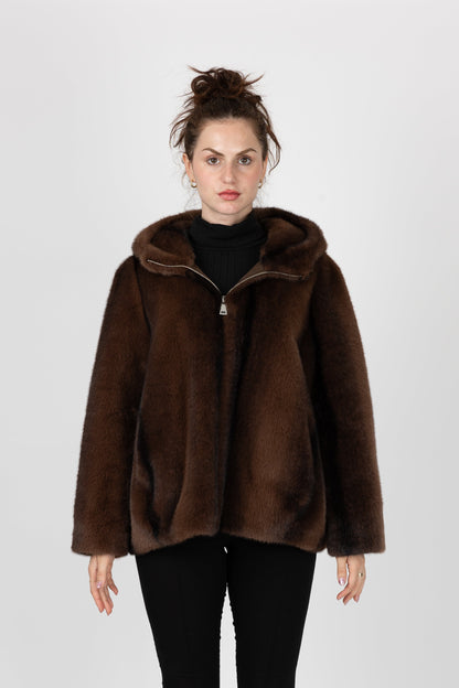 BLOUSON EN FAUSSE FOURRURE À RAYURES