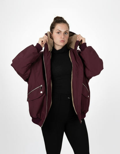 Hooded jacket with faux fur