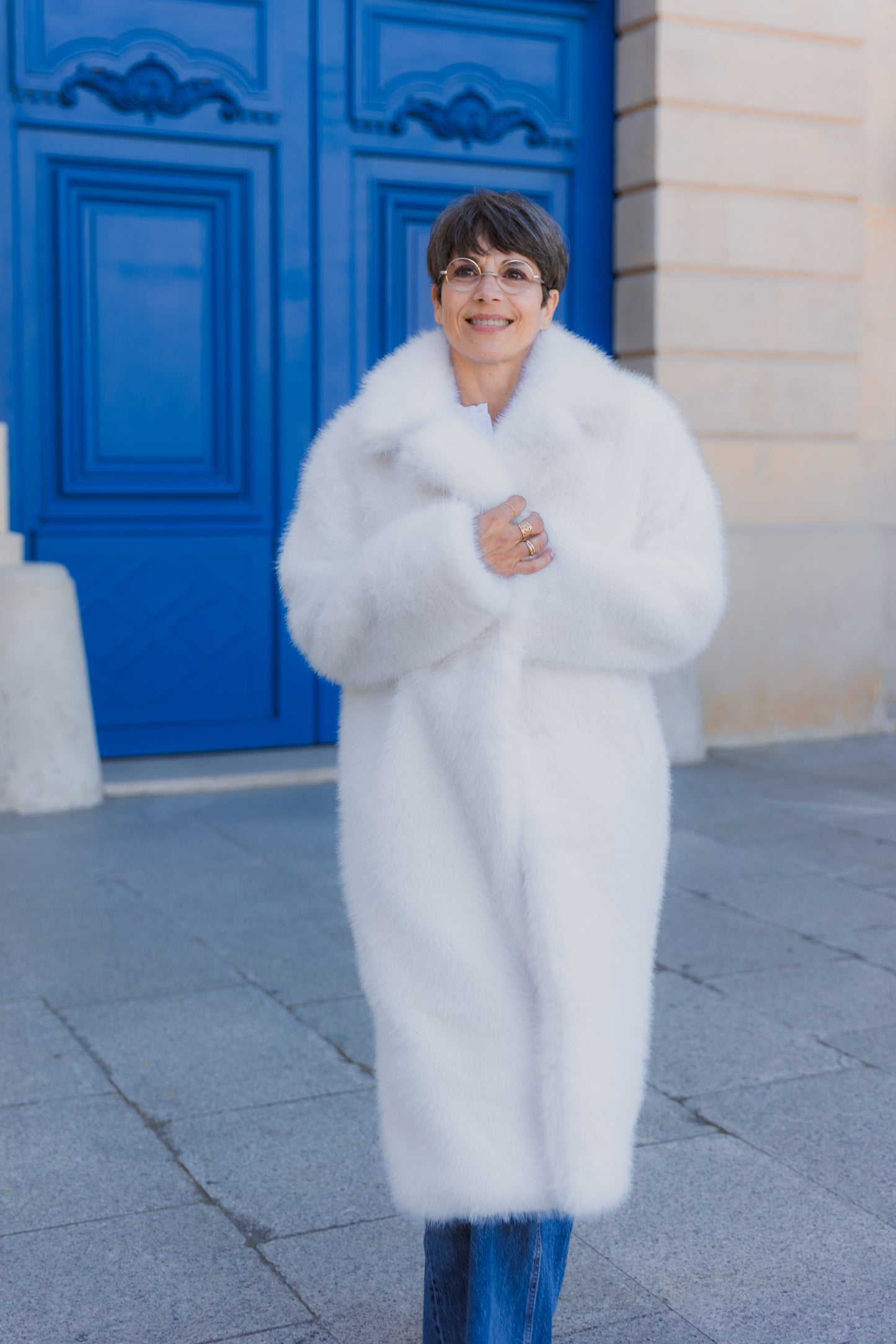 MANTEAU LONG EN FAUSSE FOURRURE
