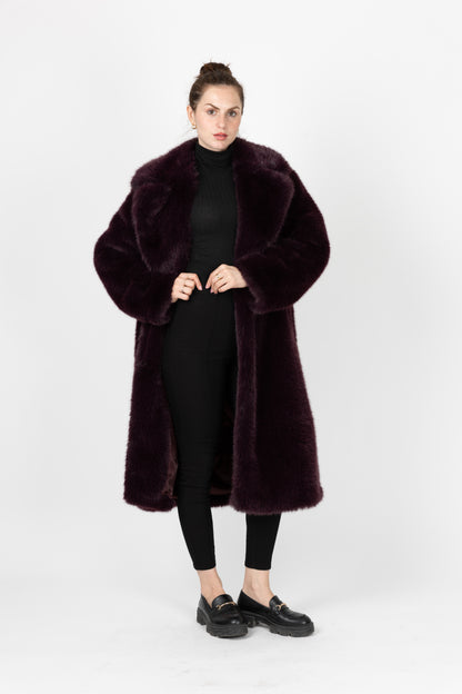MANTEAU LONG EN FAUSSE FOURRURE