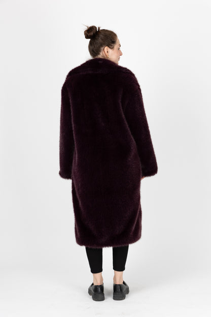 MANTEAU LONG EN FAUSSE FOURRURE